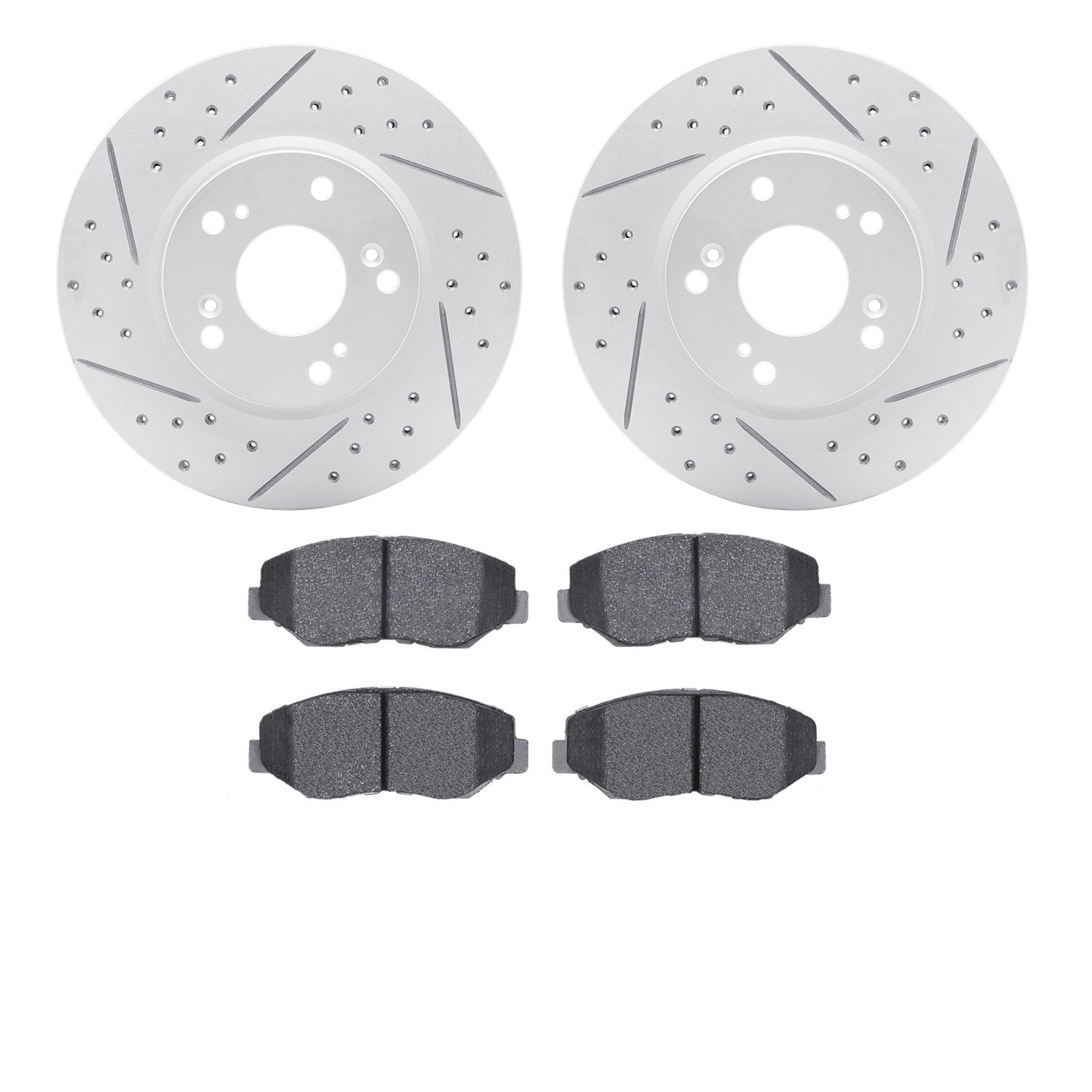 2502-59035 Geoperformance Drilled/Slotted Rotors w/5000 Advanced Brake Pads Kit, 2003-2017 Acura/Honda, Position: Front