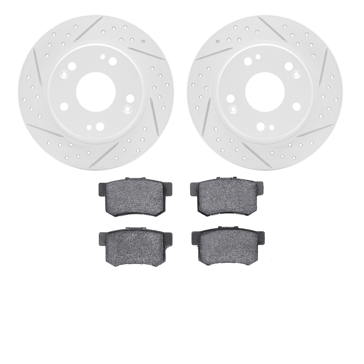 2502-59037 Geoperformance Drilled/Slotted Rotors w/5000 Advanced Brake Pads Kit, 2011-2015 Acura/Honda, Position: Rear