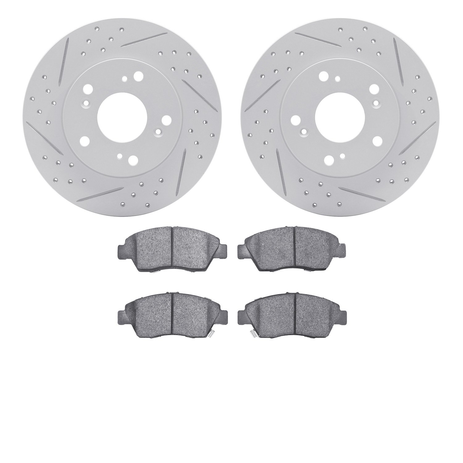 2502-59038 Geoperformance Drilled/Slotted Rotors w/5000 Advanced Brake Pads Kit, 2012-2015 Acura/Honda, Position: Front