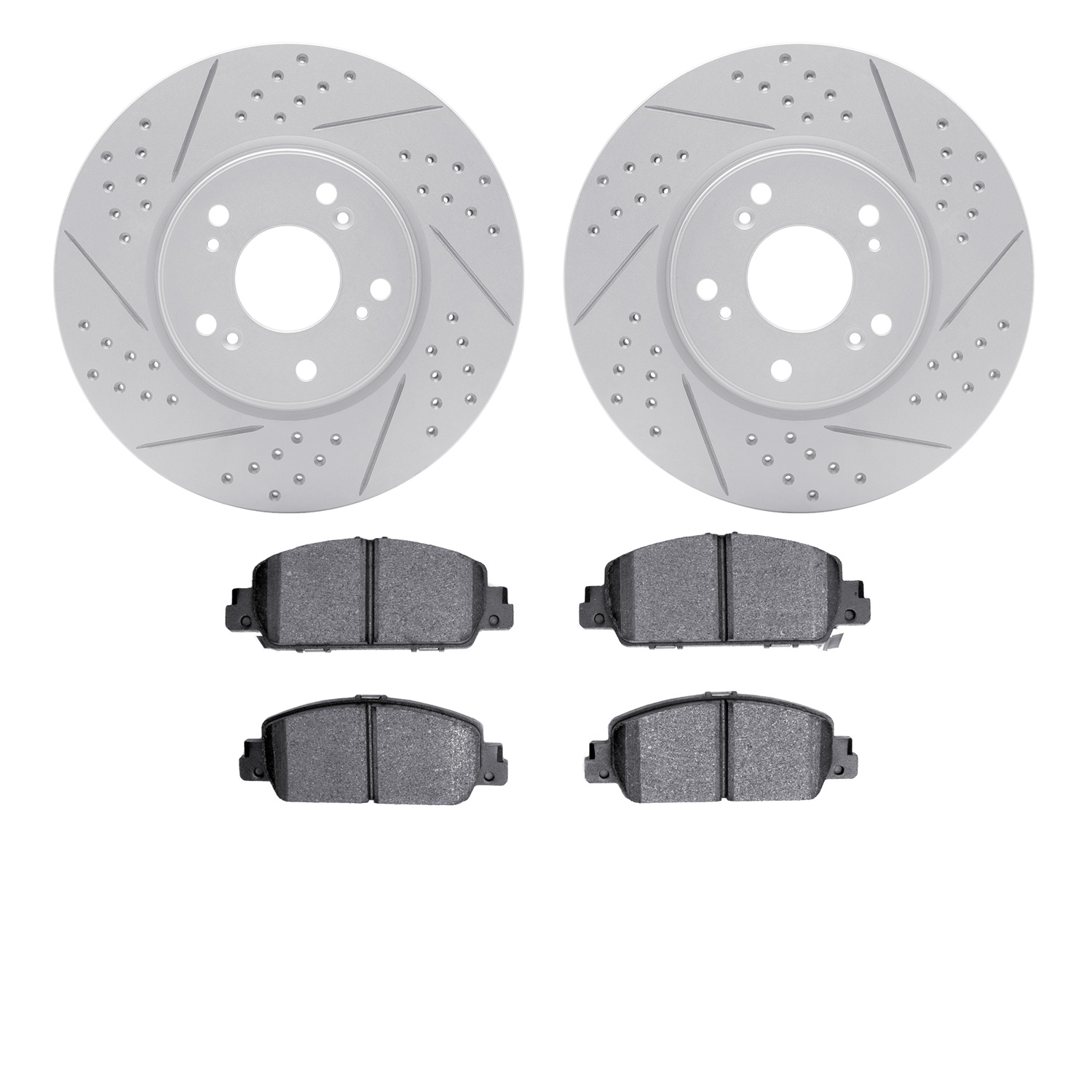 2502-59040 Geoperformance Drilled/Slotted Rotors w/5000 Advanced Brake Pads Kit, Fits Select Acura/Honda, Position: Front