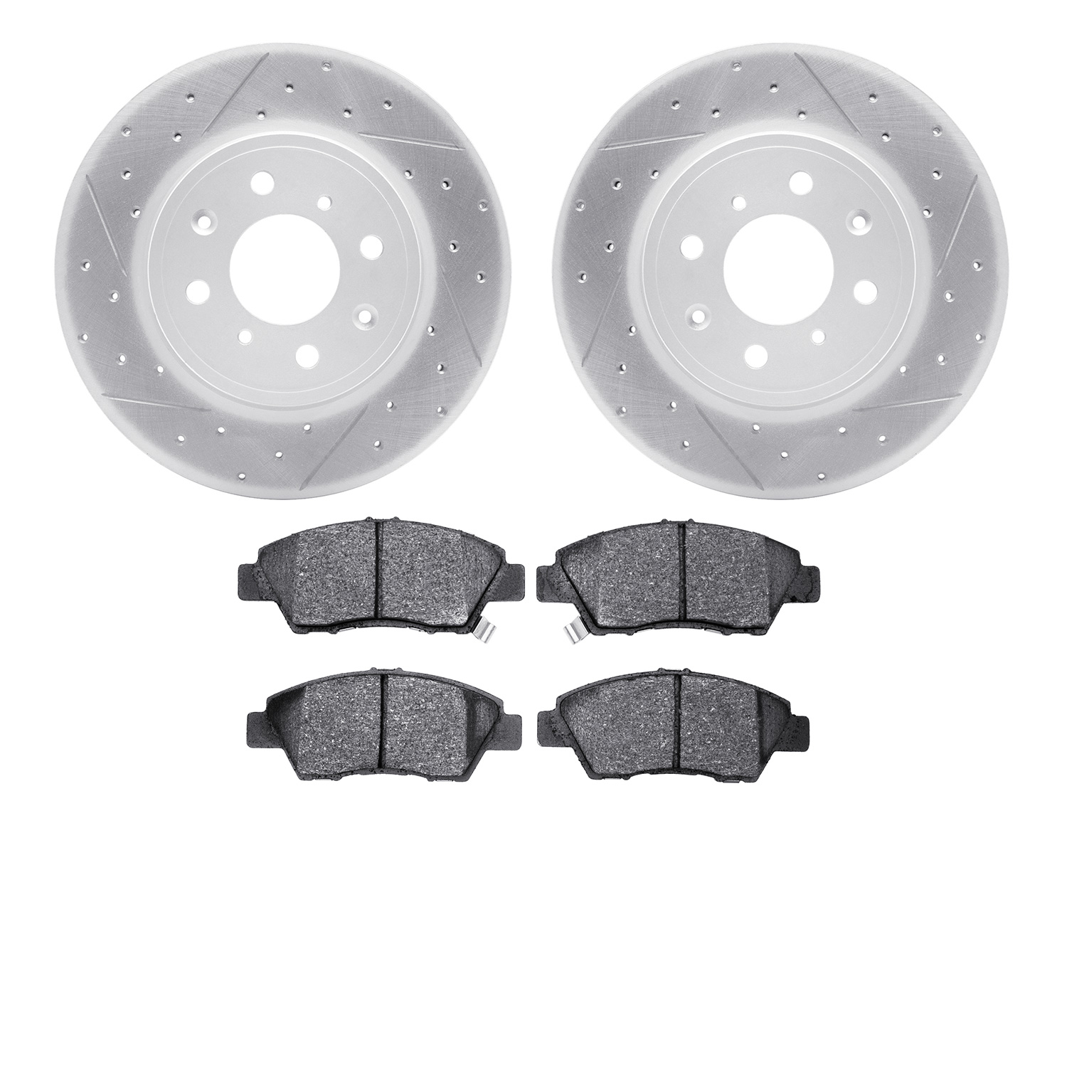 2502-59041 Geoperformance Drilled/Slotted Rotors w/5000 Advanced Brake Pads Kit, 2014-2020 Acura/Honda, Position: Front