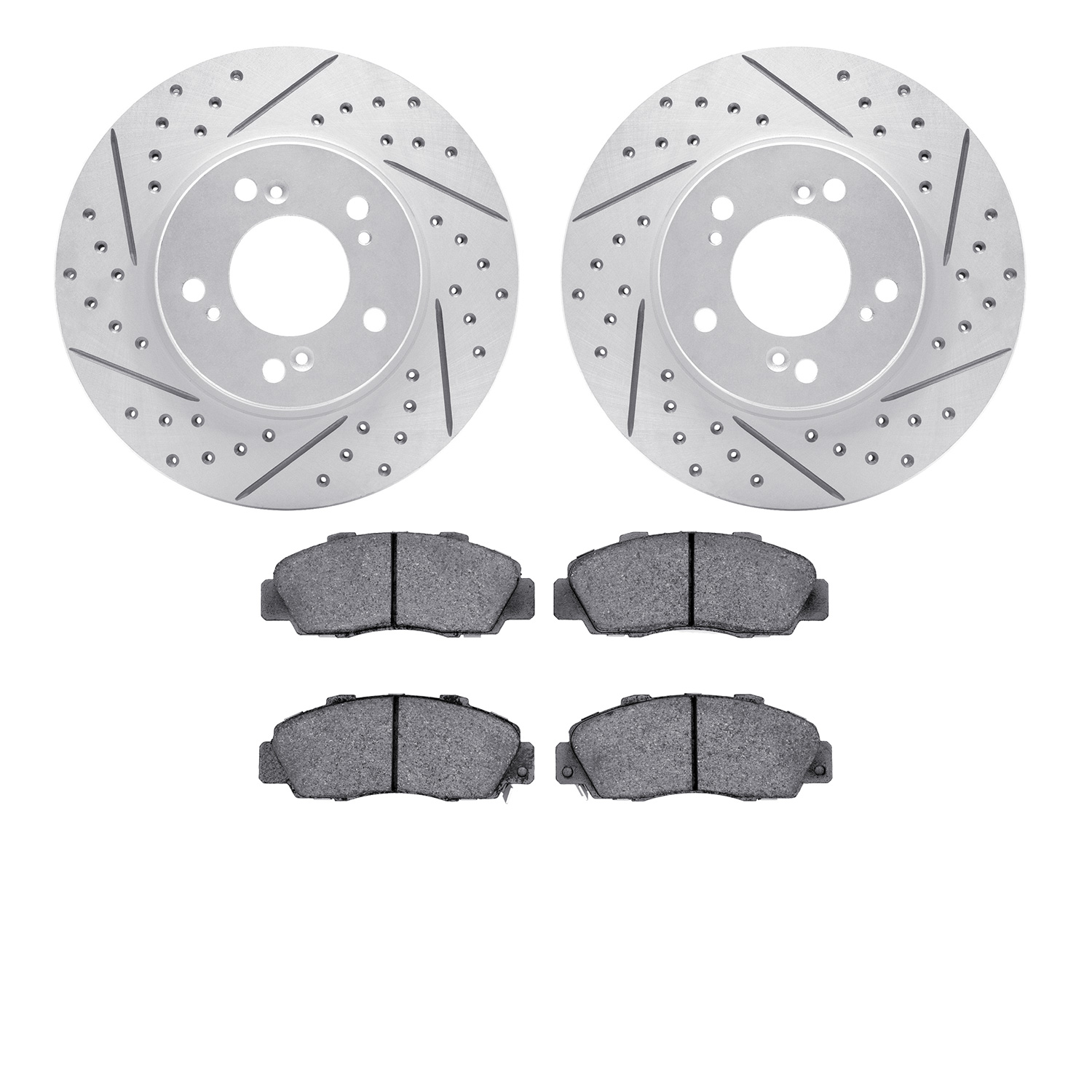 2502-59045 Geoperformance Drilled/Slotted Rotors w/5000 Advanced Brake Pads Kit, 1991-1999 Multiple Makes/Models, Position: Fron