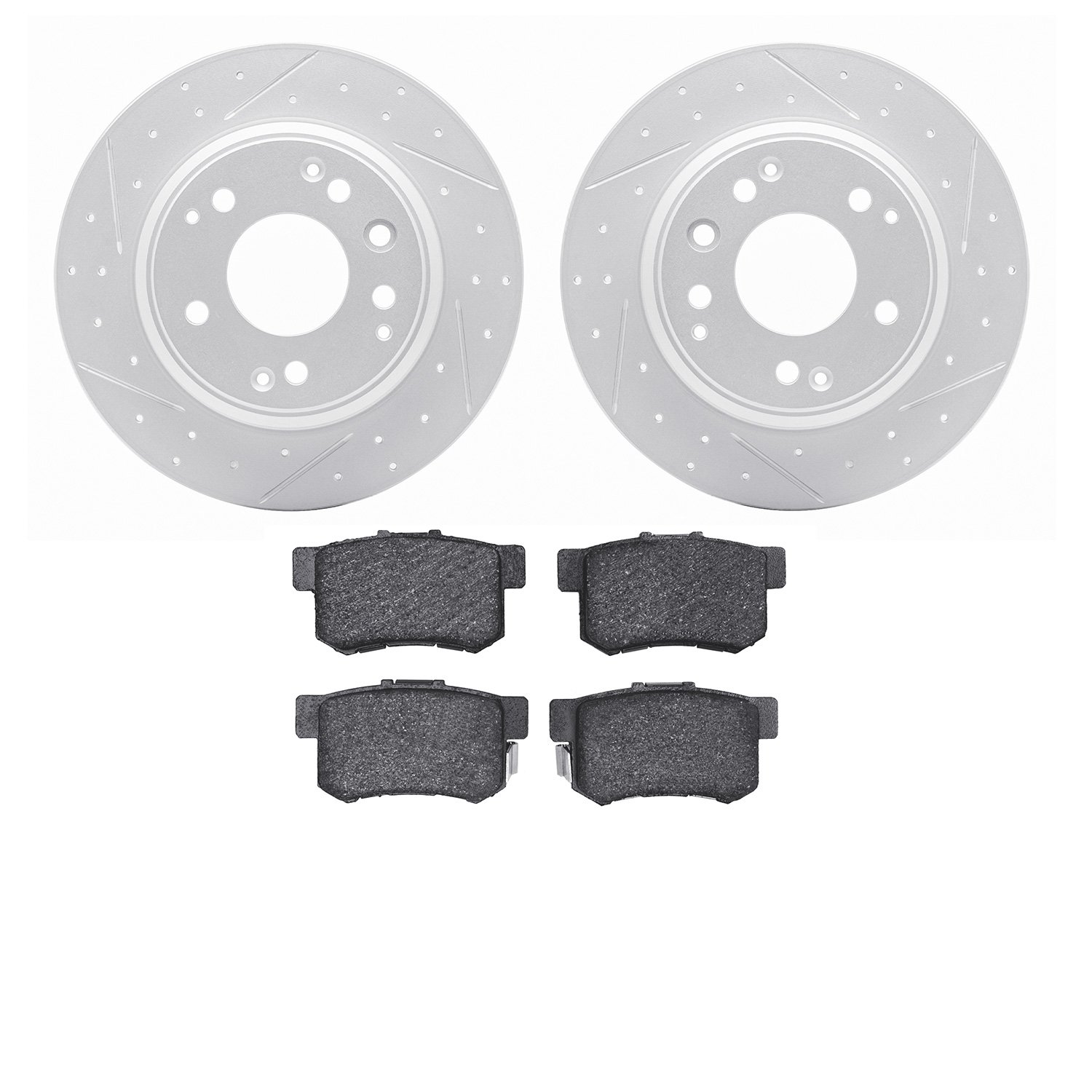 2502-59046 Geoperformance Drilled/Slotted Rotors w/5000 Advanced Brake Pads Kit, 1991-1999 Multiple Makes/Models, Position: Rear