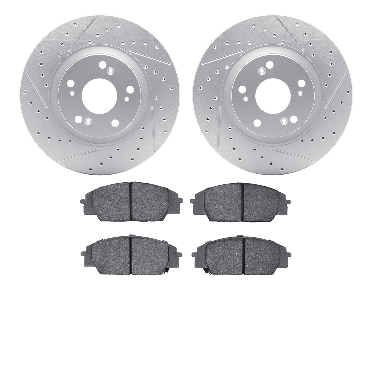2502-59054 Geoperformance Drilled/Slotted Rotors w/5000 Advanced Brake Pads Kit, 2006-2011 Acura/Honda, Position: Front