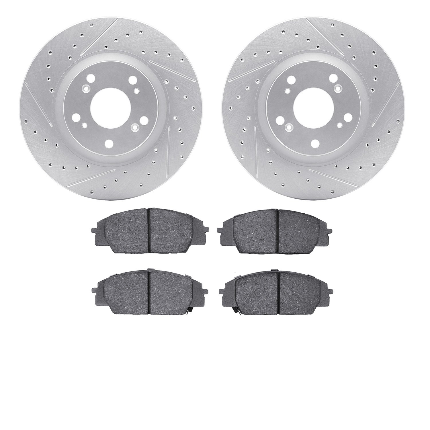 2502-59055 Geoperformance Drilled/Slotted Rotors w/5000 Advanced Brake Pads Kit, 2002-2007 Acura/Honda, Position: Front