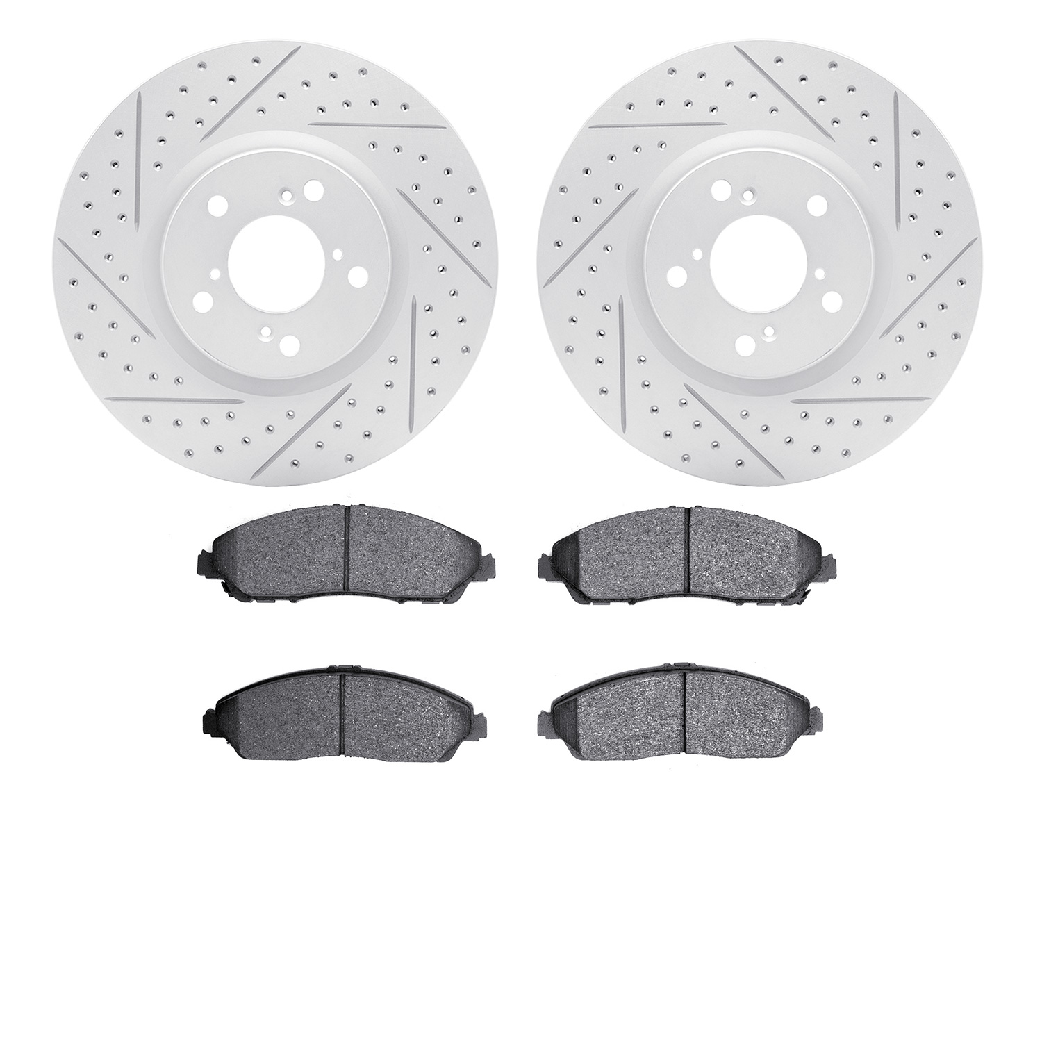 2502-59071 Geoperformance Drilled/Slotted Rotors w/5000 Advanced Brake Pads Kit, 2014-2020 Acura/Honda, Position: Front