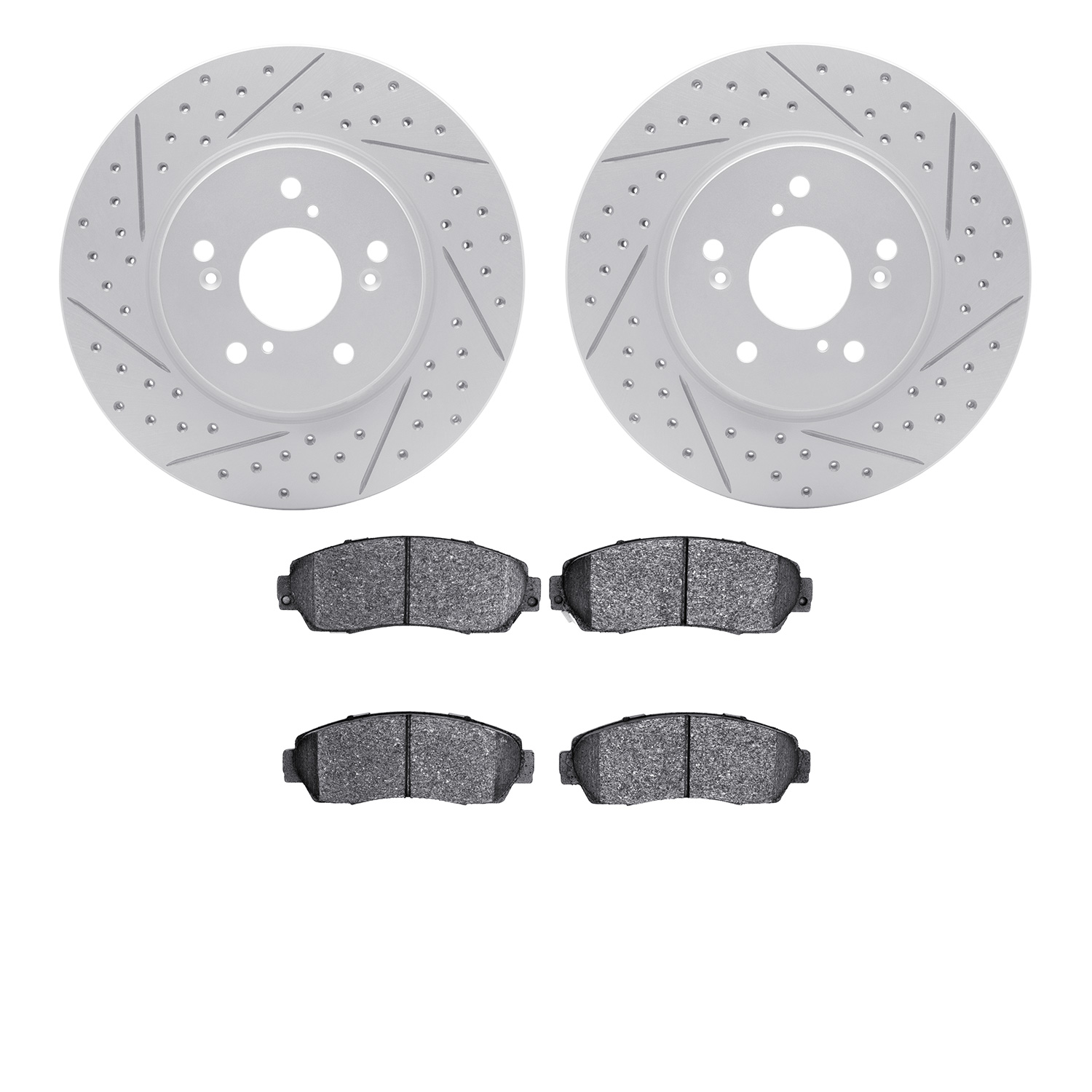 2502-59072 Geoperformance Drilled/Slotted Rotors w/5000 Advanced Brake Pads Kit, 2007-2016 Acura/Honda, Position: Front
