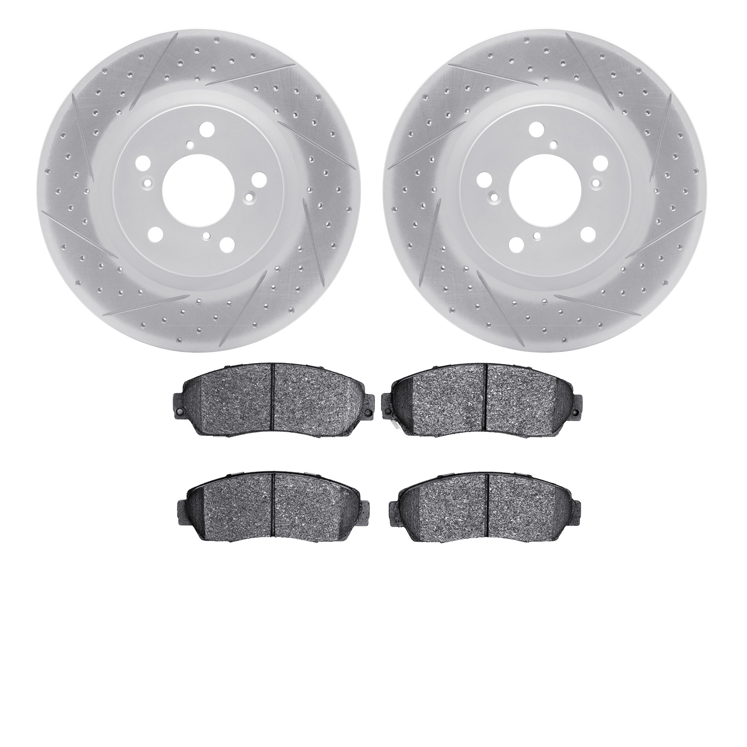 2502-59074 Geoperformance Drilled/Slotted Rotors w/5000 Advanced Brake Pads Kit, 2011-2014 Acura/Honda, Position: Front