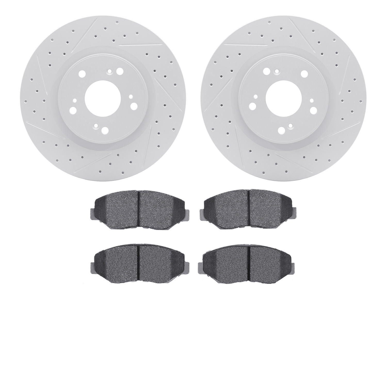 2502-59079 Geoperformance Drilled/Slotted Rotors w/5000 Advanced Brake Pads Kit, 2012-2016 Acura/Honda, Position: Front