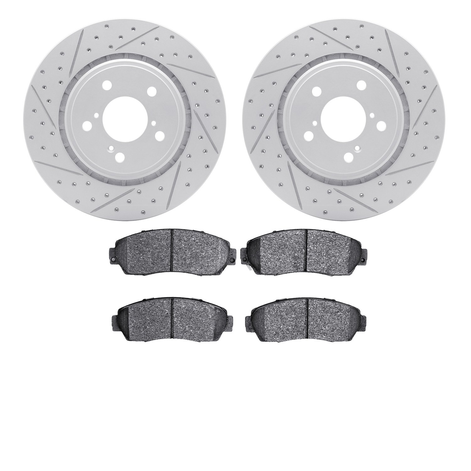 2502-59080 Geoperformance Drilled/Slotted Rotors w/5000 Advanced Brake Pads Kit, Fits Select Acura/Honda, Position: Front