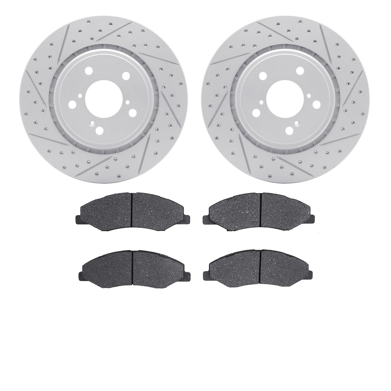 2502-59083 Geoperformance Drilled/Slotted Rotors w/5000 Advanced Brake Pads Kit, Fits Select Acura/Honda, Position: Front