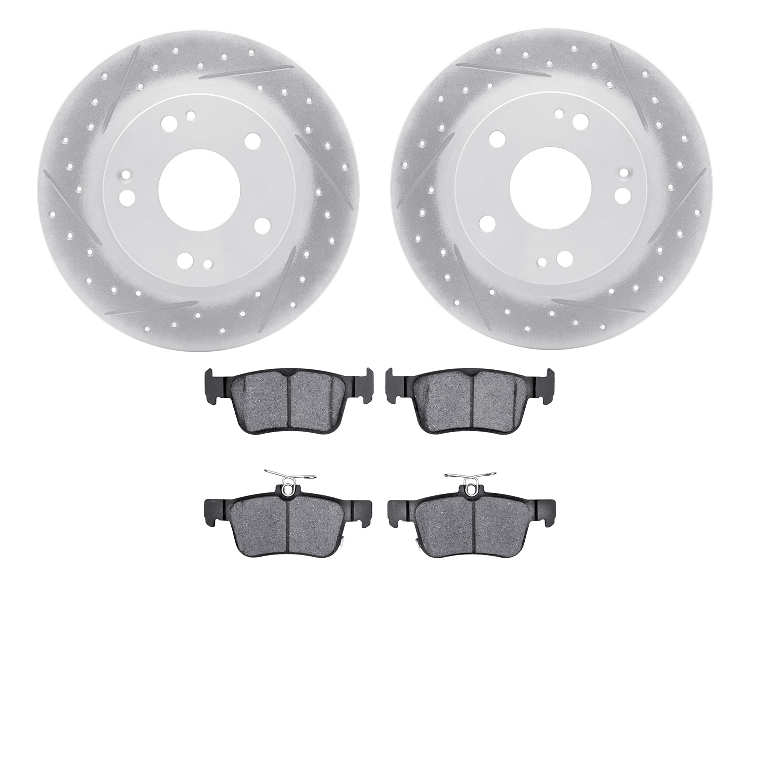 2502-59084 Geoperformance Drilled/Slotted Rotors w/5000 Advanced Brake Pads Kit, Fits Select Acura/Honda, Position: Rear