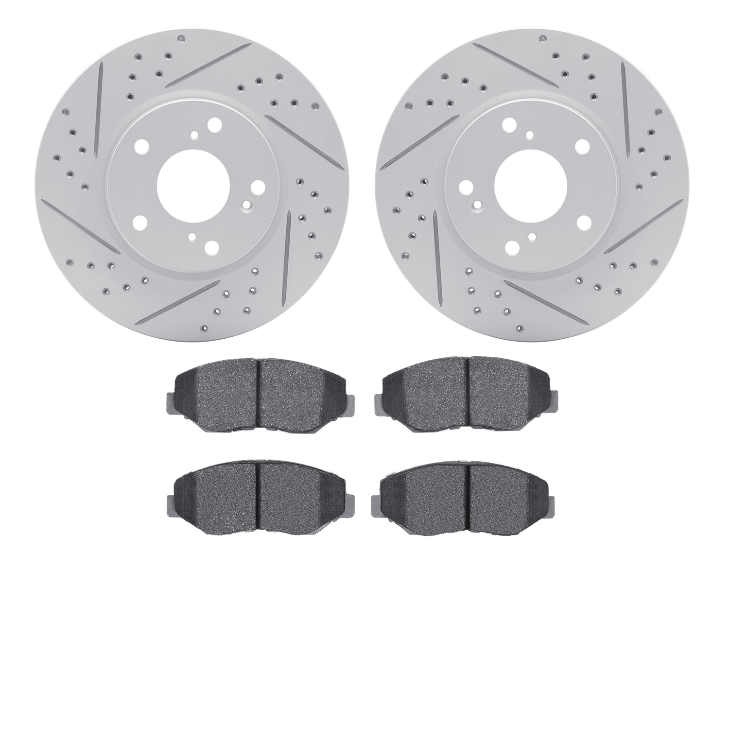 2502-59091 Geoperformance Drilled/Slotted Rotors w/5000 Advanced Brake Pads Kit, 2016-2021 Acura/Honda, Position: Front