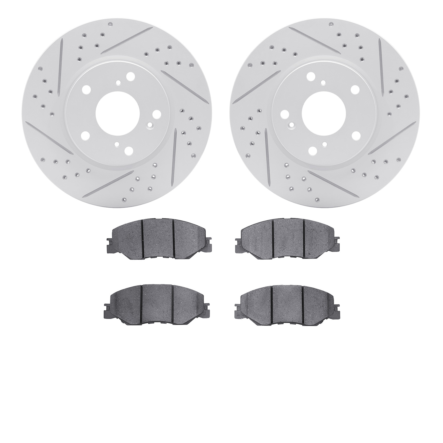 2502-59094 Geoperformance Drilled/Slotted Rotors w/5000 Advanced Brake Pads Kit, Fits Select Acura/Honda, Position: Front