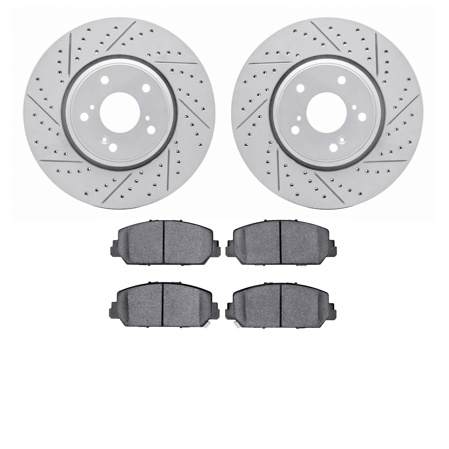 2502-59095 Geoperformance Drilled/Slotted Rotors w/5000 Advanced Brake Pads Kit, Fits Select Acura/Honda, Position: Front