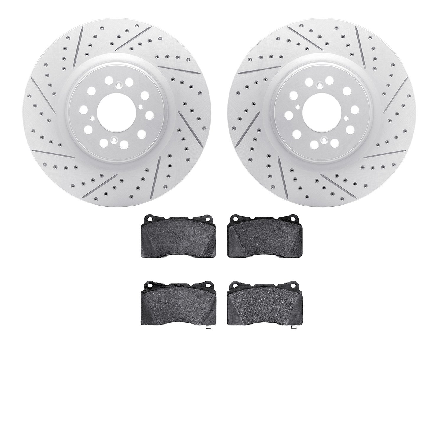 2502-59104 Geoperformance Drilled/Slotted Rotors w/5000 Advanced Brake Pads Kit, 2017-2019 Acura/Honda, Position: Front