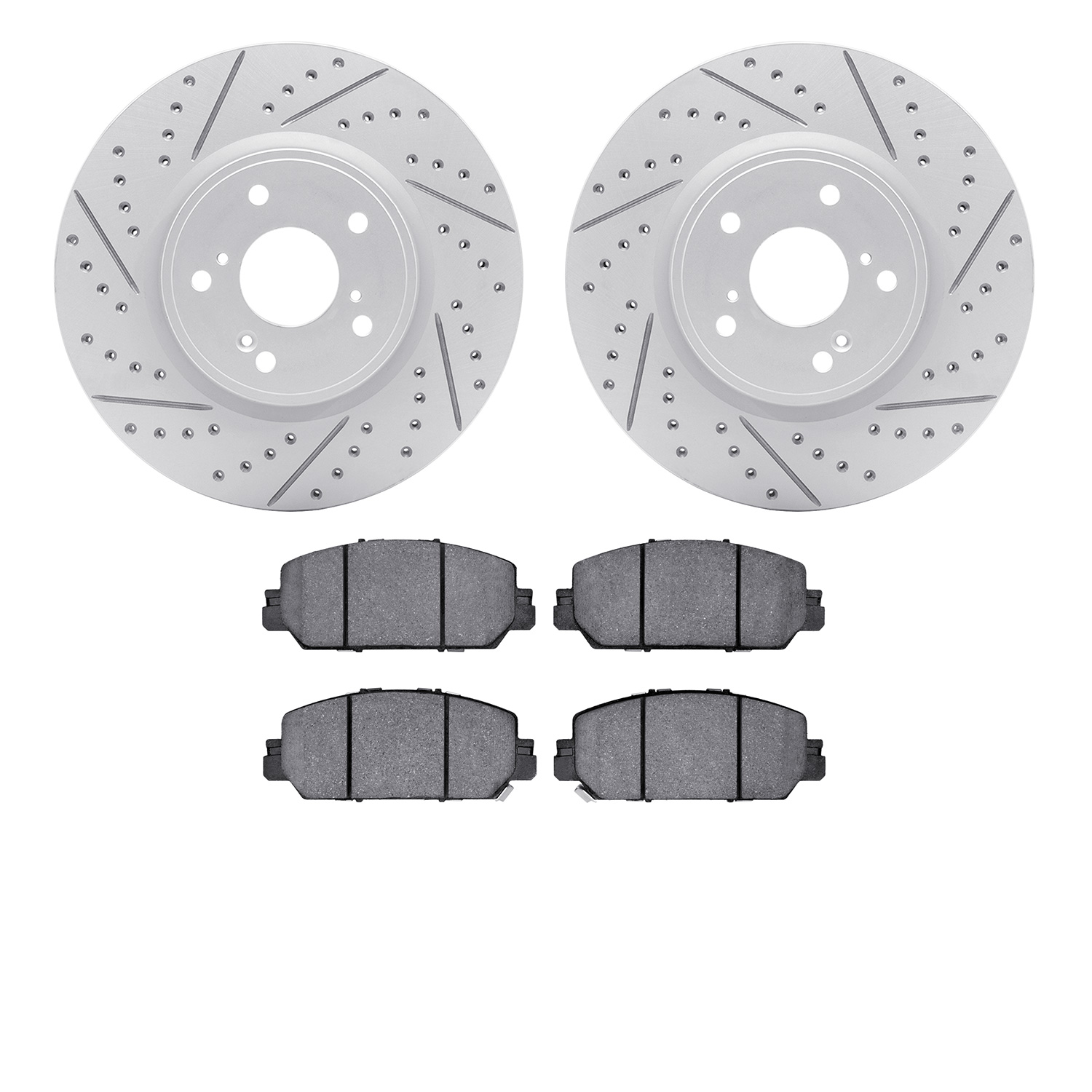 2502-59111 Geoperformance Drilled/Slotted Rotors w/5000 Advanced Brake Pads Kit, Fits Select Acura/Honda, Position: Front