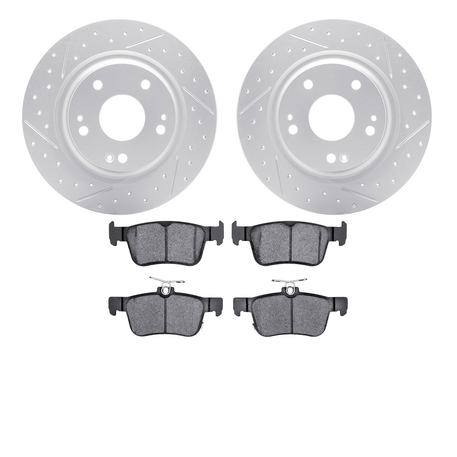 2502-59112 Geoperformance Drilled/Slotted Rotors w/5000 Advanced Brake Pads Kit, 2017-2020 Acura/Honda, Position: Rear