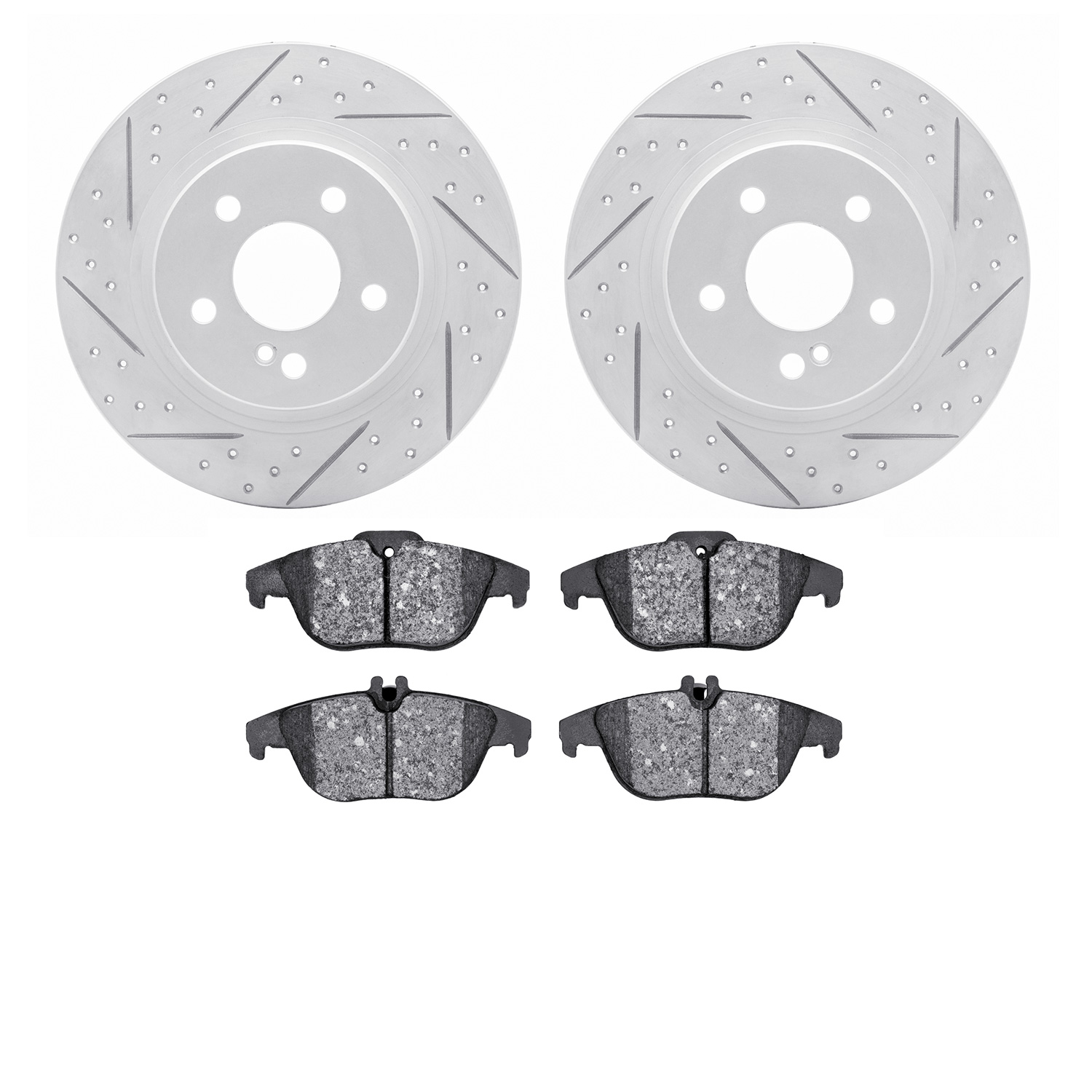 2502-63033 Geoperformance Drilled/Slotted Rotors w/5000 Advanced Brake Pads Kit, 2008-2012 Mercedes-Benz, Position: Rear