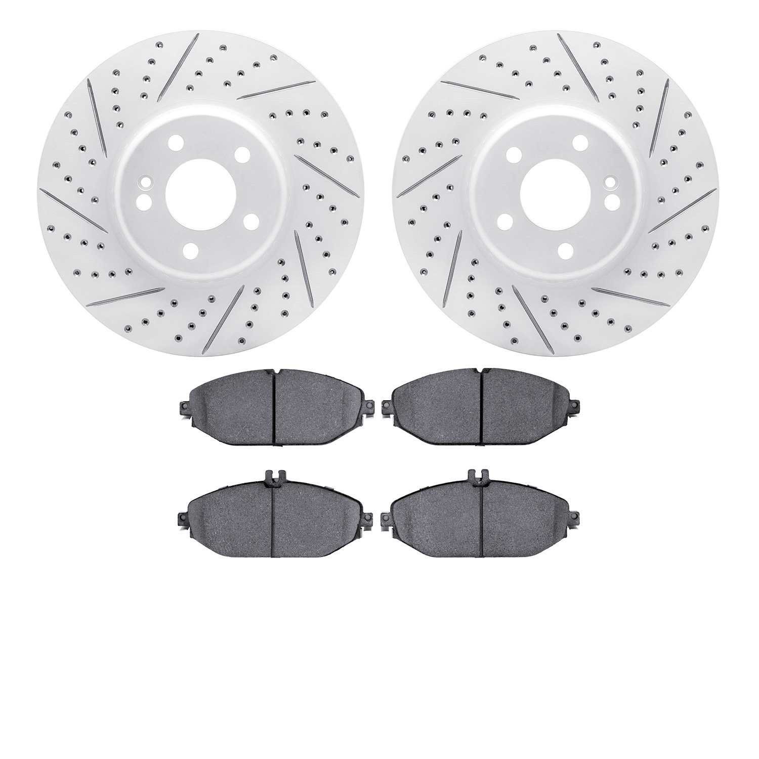 2502-63046 Geoperformance Drilled/Slotted Rotors w/5000 Advanced Brake Pads Kit, Fits Select Mercedes-Benz, Position: Front