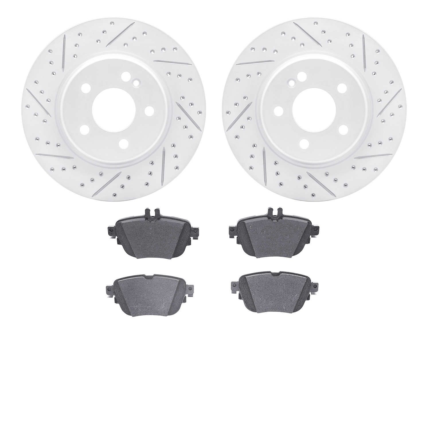 2502-63049 Geoperformance Drilled/Slotted Rotors w/5000 Advanced Brake Pads Kit, Fits Select Mercedes-Benz, Position: Rear