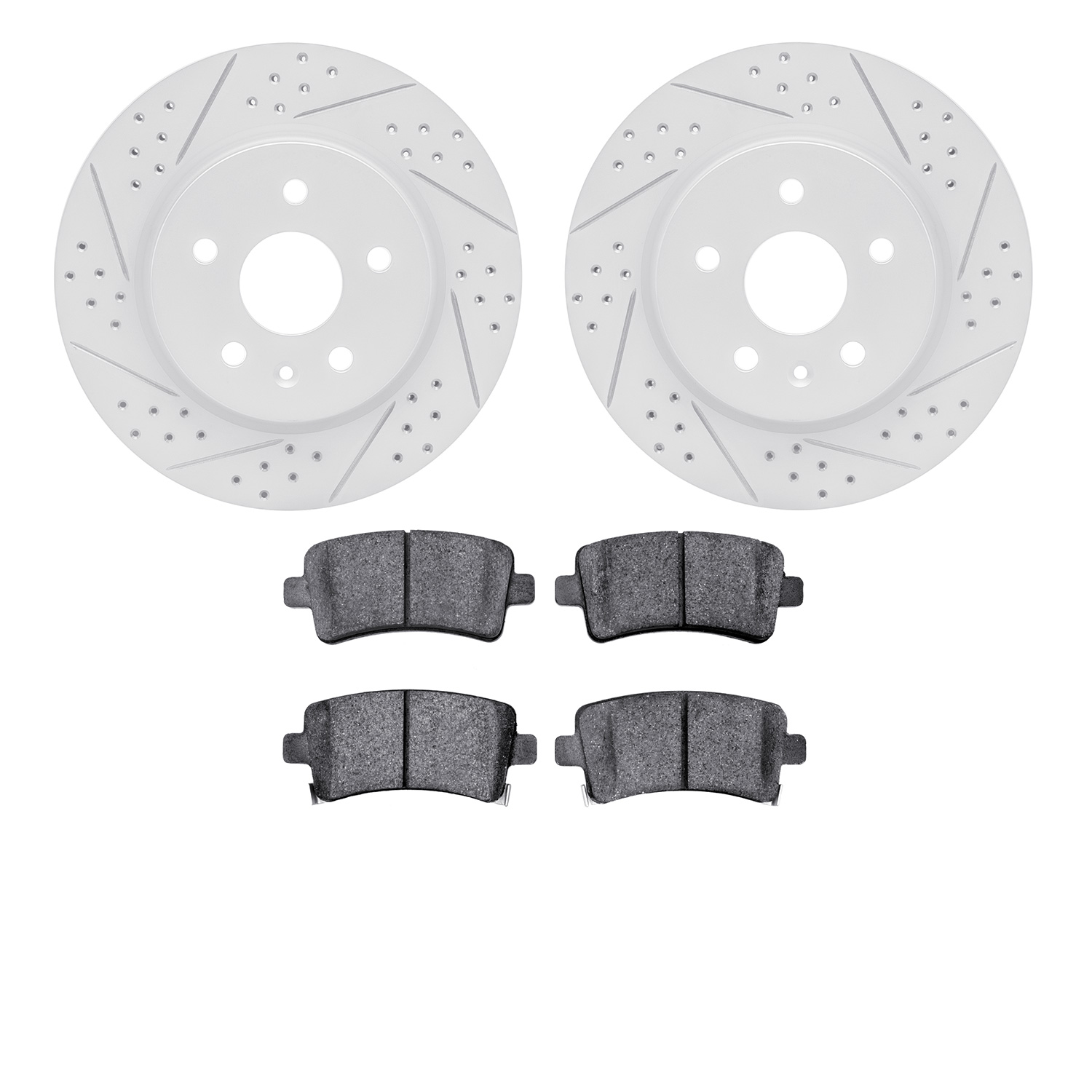 2502-65021 Geoperformance Drilled/Slotted Rotors w/5000 Advanced Brake Pads Kit, 2011-2013 GM, Position: Rear
