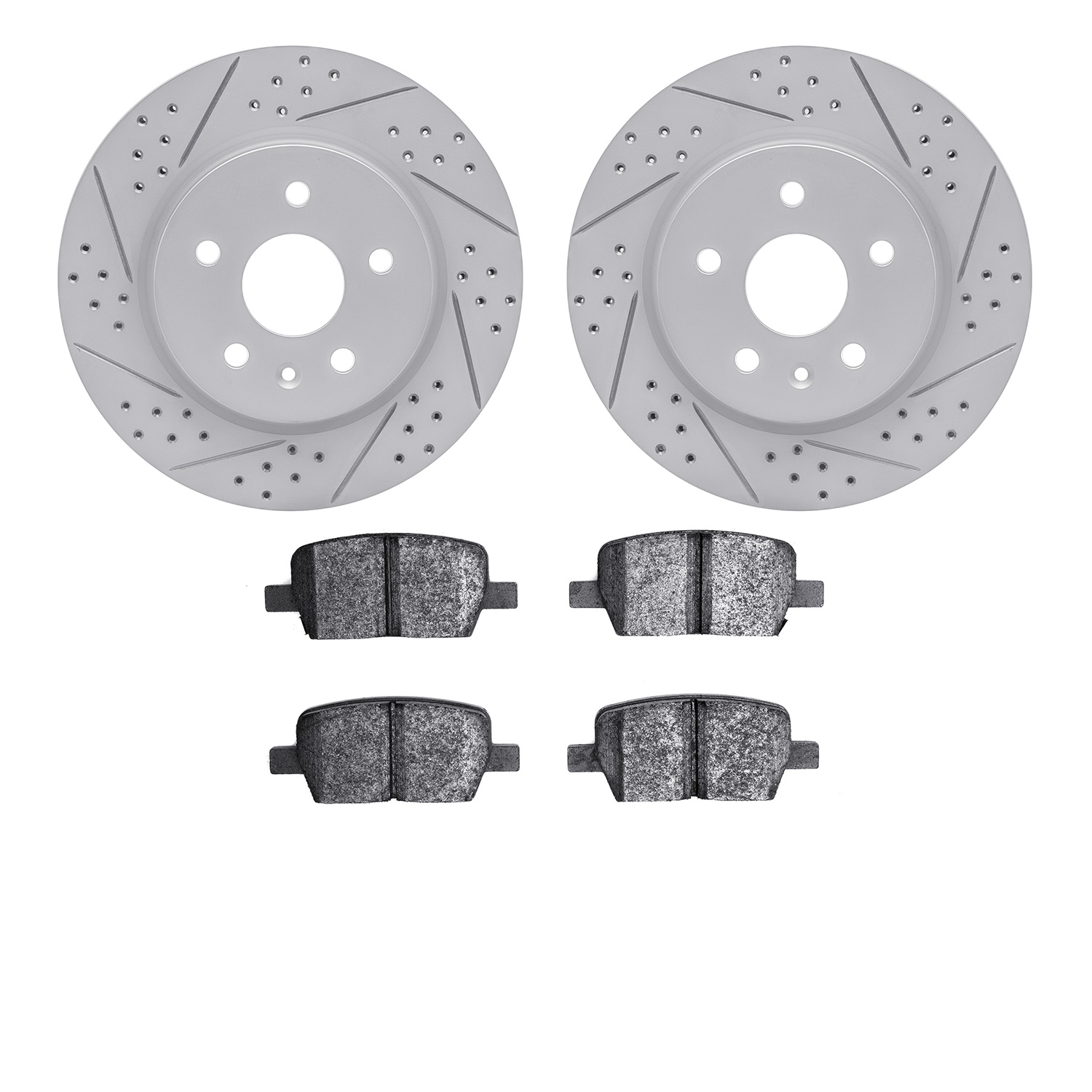 2502-65023 Geoperformance Drilled/Slotted Rotors w/5000 Advanced Brake Pads Kit, Fits Select GM, Position: Rear