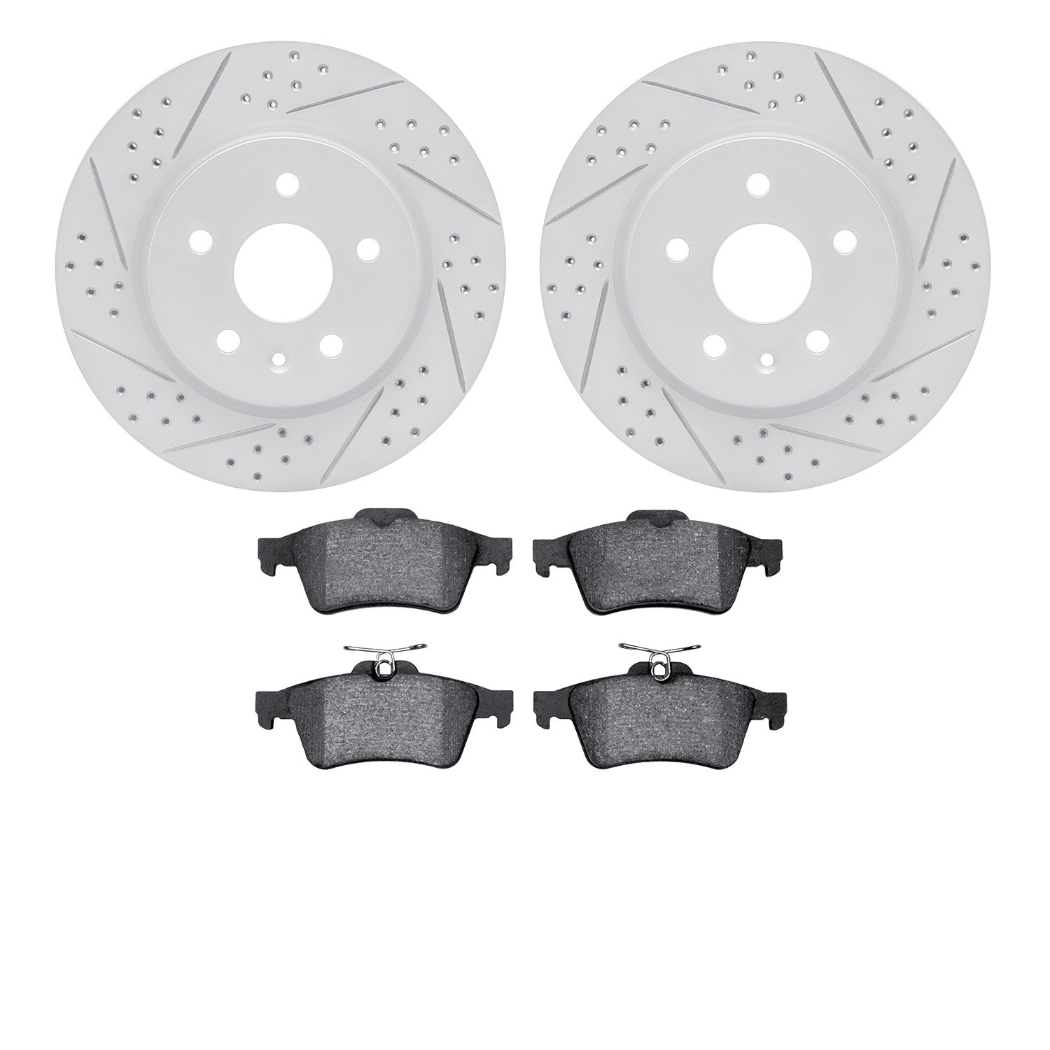 2502-65024 Geoperformance Drilled/Slotted Rotors w/5000 Advanced Brake Pads Kit, Fits Select GM, Position: Rear