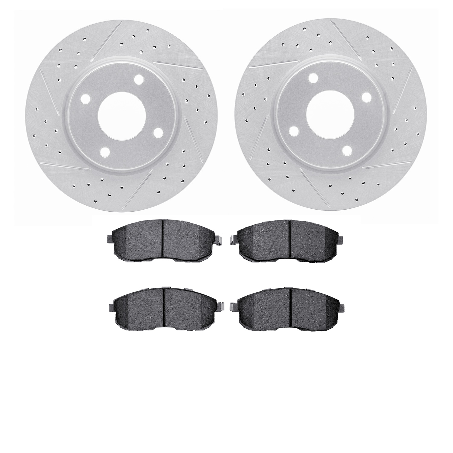 2502-67022 Geoperformance Drilled/Slotted Rotors w/5000 Advanced Brake Pads Kit, 2007-2012 Infiniti/Nissan, Position: Front