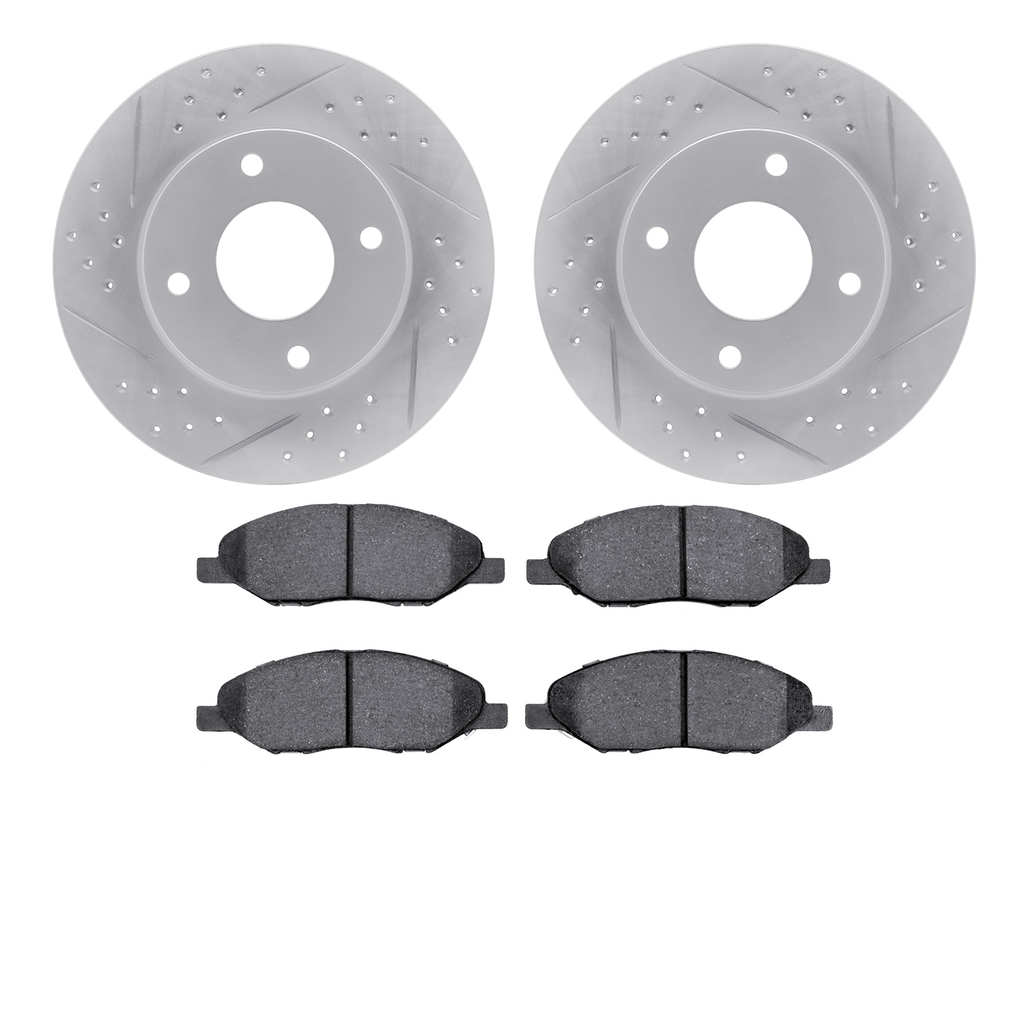 2502-67036 Geoperformance Drilled/Slotted Rotors w/5000 Advanced Brake Pads Kit, 2007-2017 Infiniti/Nissan, Position: Front