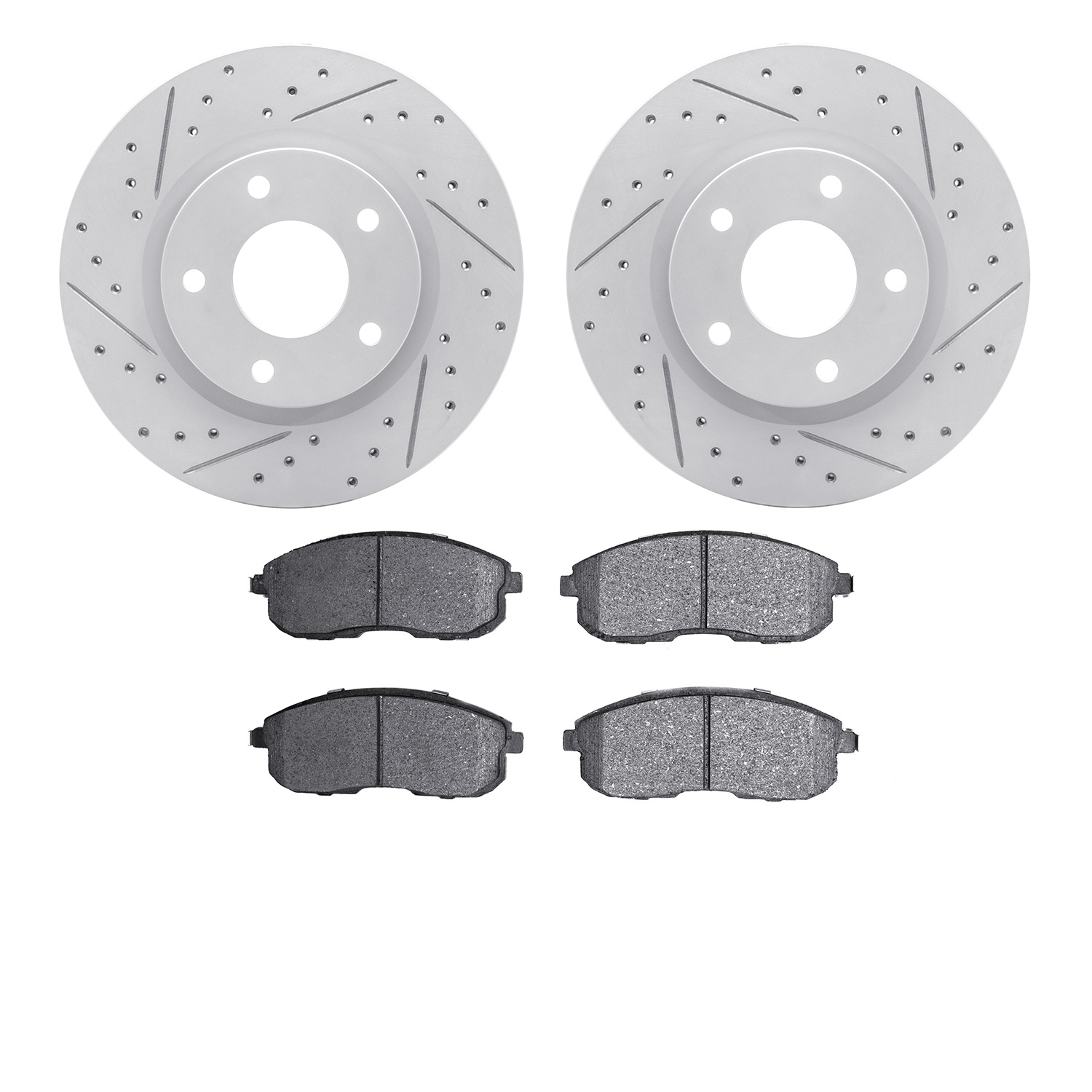 2502-67038 Geoperformance Drilled/Slotted Rotors w/5000 Advanced Brake Pads Kit, 2013-2019 Infiniti/Nissan, Position: Front
