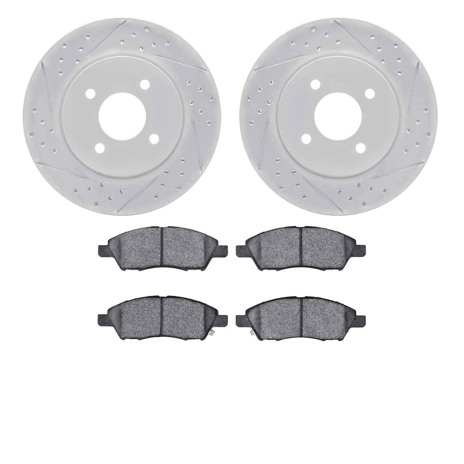 2502-67039 Geoperformance Drilled/Slotted Rotors w/5000 Advanced Brake Pads Kit, 2012-2019 Infiniti/Nissan, Position: Front