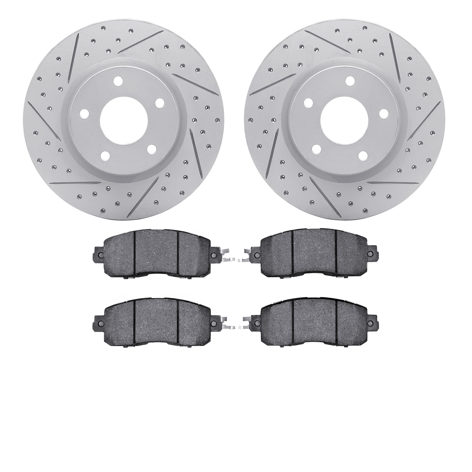 2502-67040 Geoperformance Drilled/Slotted Rotors w/5000 Advanced Brake Pads Kit, Fits Select Infiniti/Nissan, Position: Front