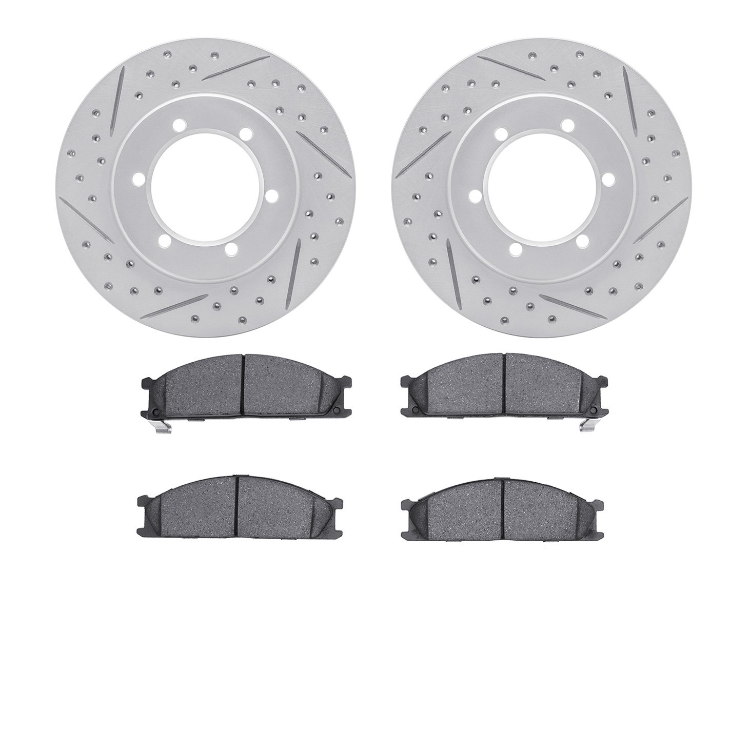 2502-67045 Geoperformance Drilled/Slotted Rotors w/5000 Advanced Brake Pads Kit, 1998-2015 Infiniti/Nissan, Position: Front