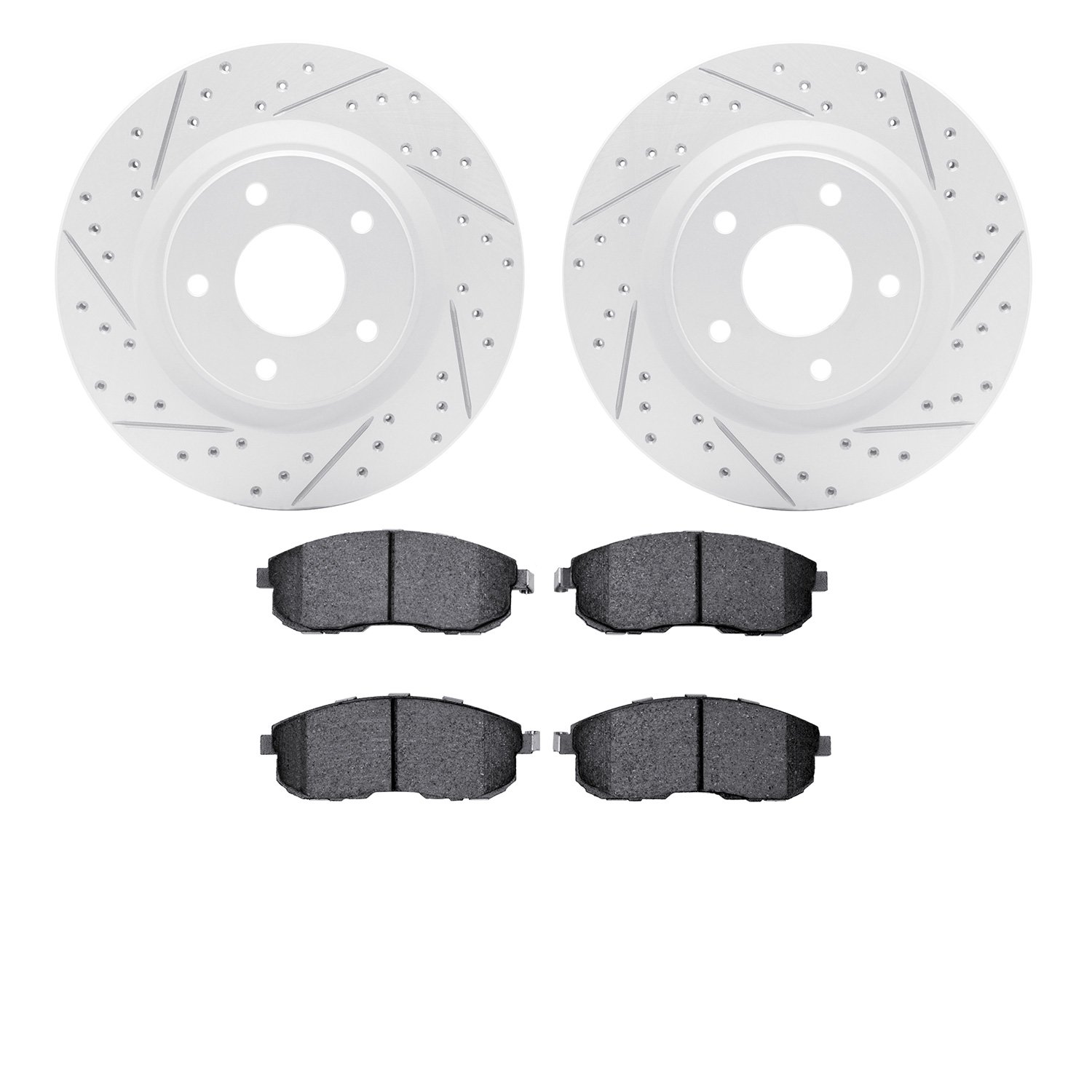 2502-67051 Geoperformance Drilled/Slotted Rotors w/5000 Advanced Brake Pads Kit, 2011-2019 Infiniti/Nissan, Position: Front
