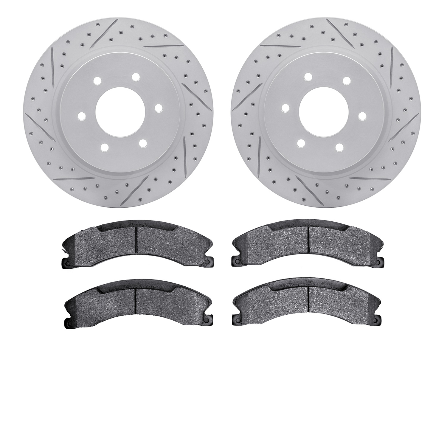 2502-67060 Geoperformance Drilled/Slotted Rotors w/5000 Advanced Brake Pads Kit, Fits Select Infiniti/Nissan, Position: Front