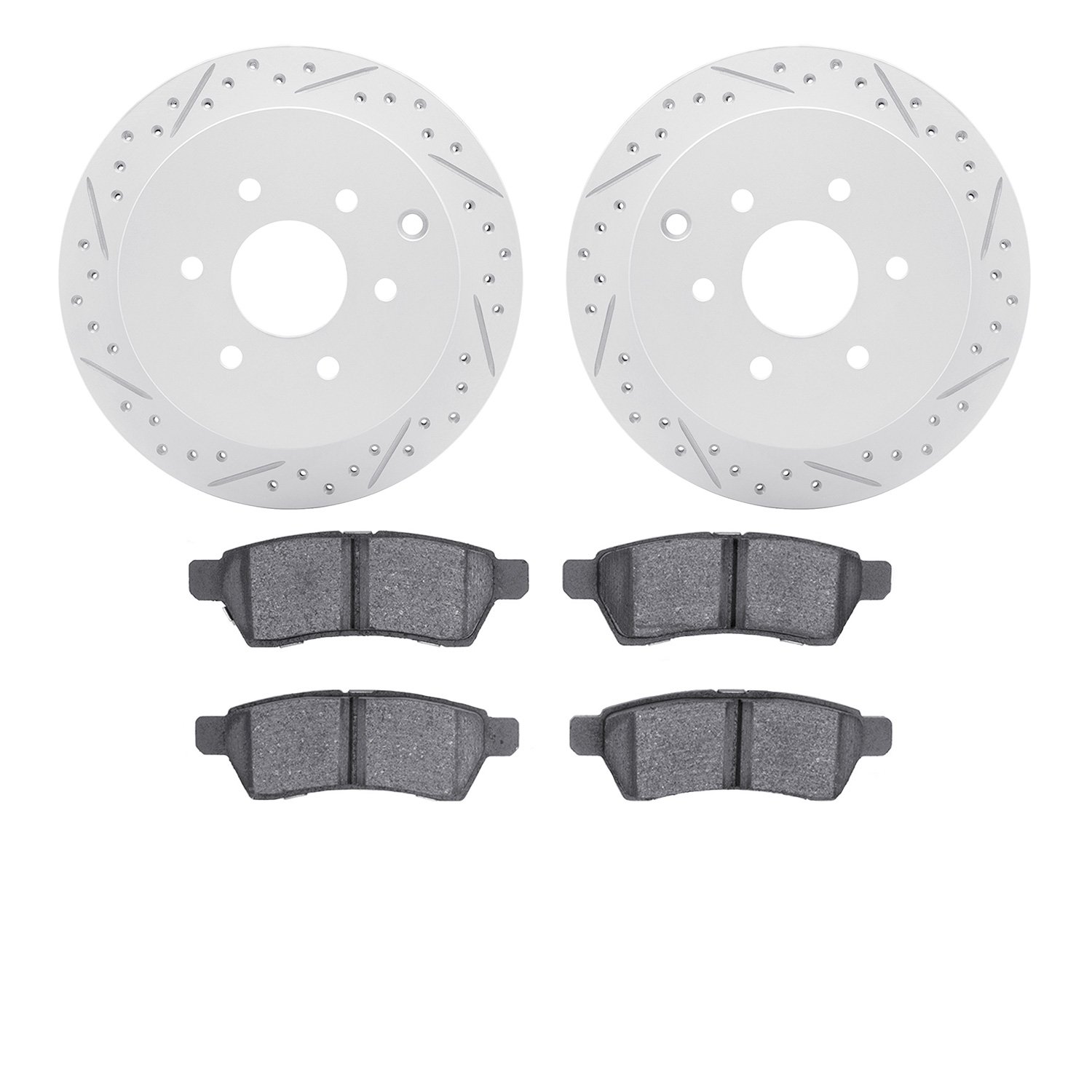 2502-67110 Geoperformance Drilled/Slotted Rotors w/5000 Advanced Brake Pads Kit, Fits Select Multiple Makes/Models, Position: Re