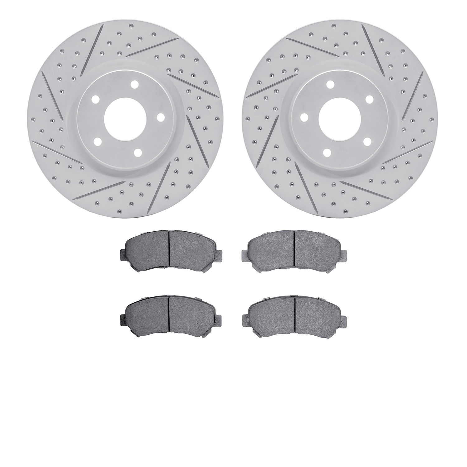 2502-67117 Geoperformance Drilled/Slotted Rotors w/5000 Advanced Brake Pads Kit, 2007-2017 Infiniti/Nissan, Position: Front