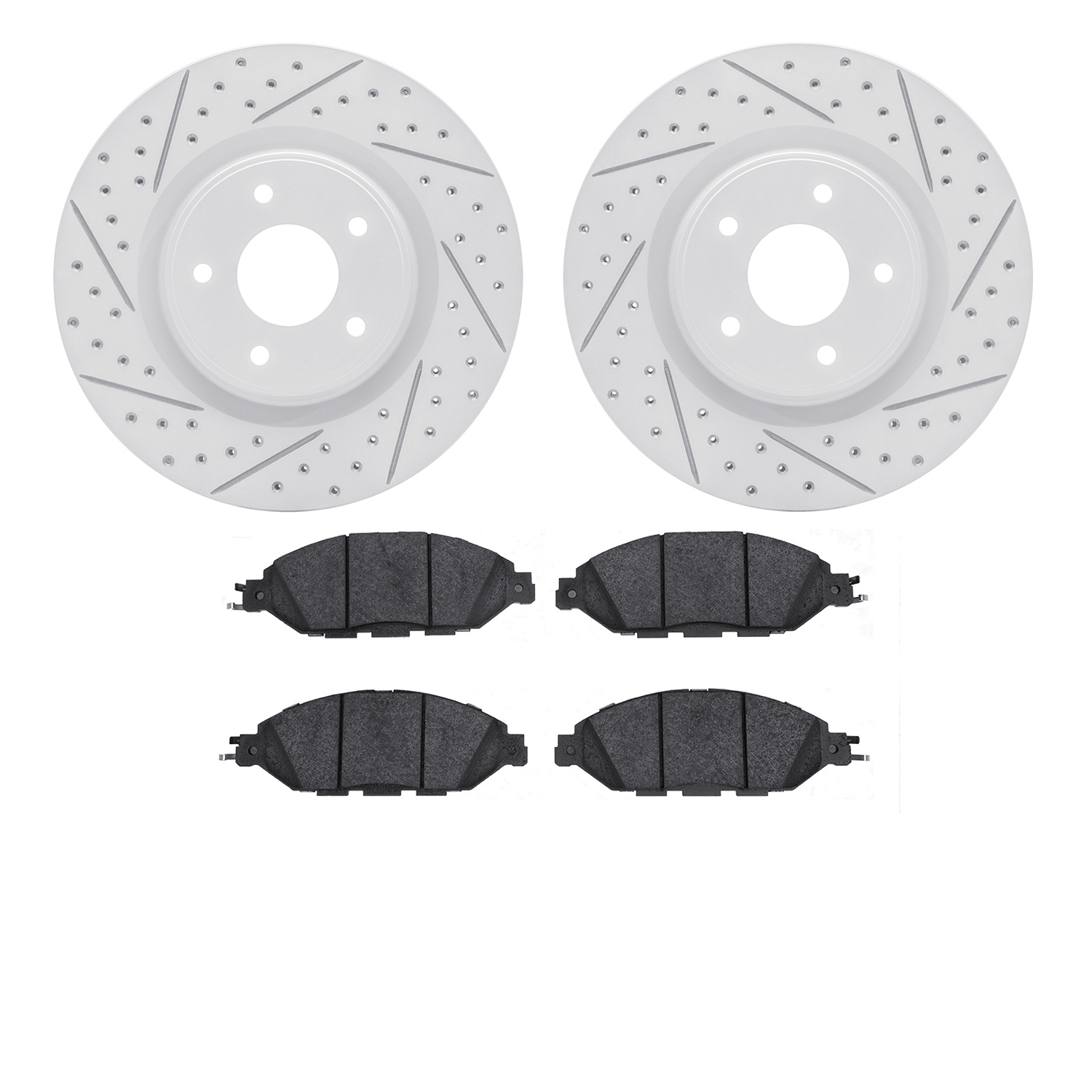 2502-67125 Geoperformance Drilled/Slotted Rotors w/5000 Advanced Brake Pads Kit, Fits Select Infiniti/Nissan, Position: Front