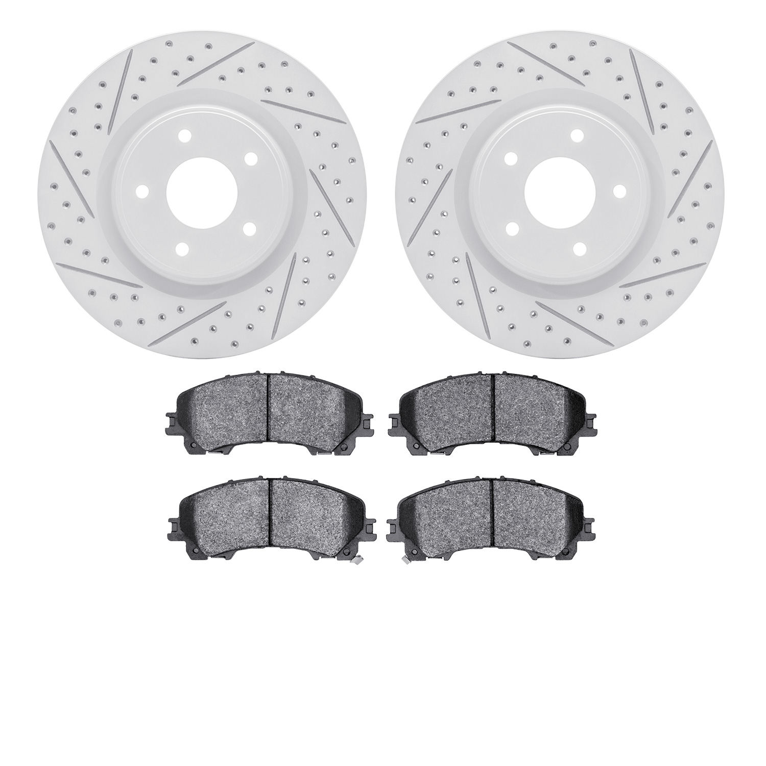 2502-67129 Geoperformance Drilled/Slotted Rotors w/5000 Advanced Brake Pads Kit, Fits Select Infiniti/Nissan, Position: Front