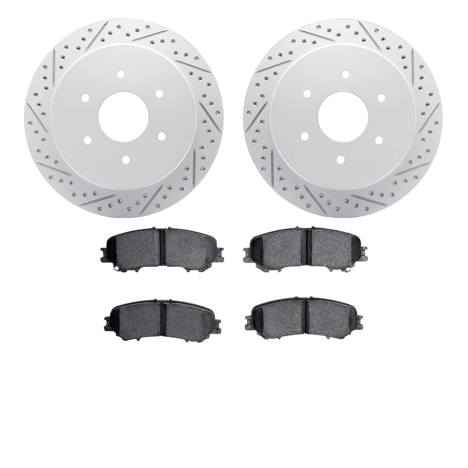 2502-67131 Geoperformance Drilled/Slotted Rotors w/5000 Advanced Brake Pads Kit, Fits Select Infiniti/Nissan, Position: Rear
