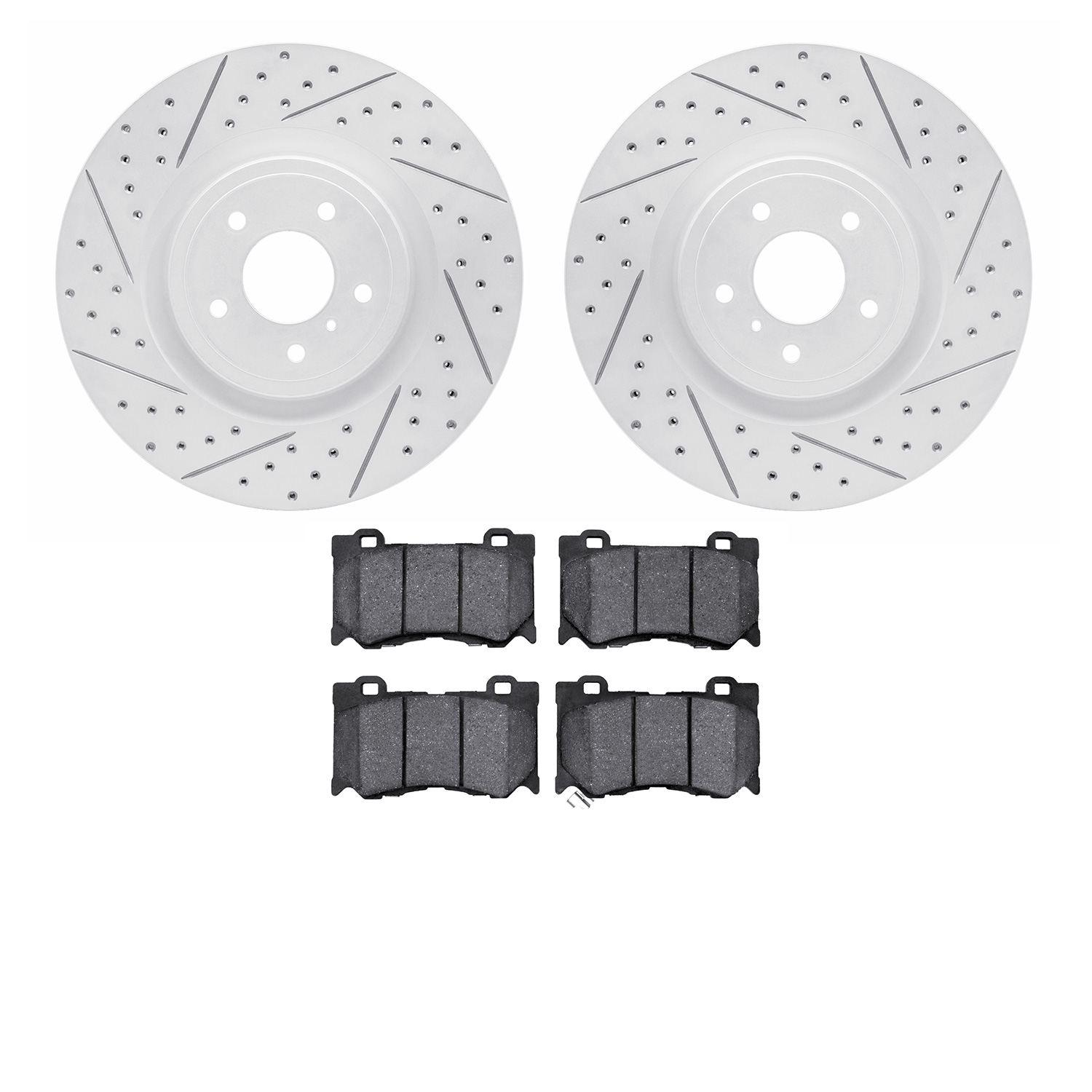 2502-68015 Geoperformance Drilled/Slotted Rotors w/5000 Advanced Brake Pads Kit, Fits Select Infiniti/Nissan, Position: Front