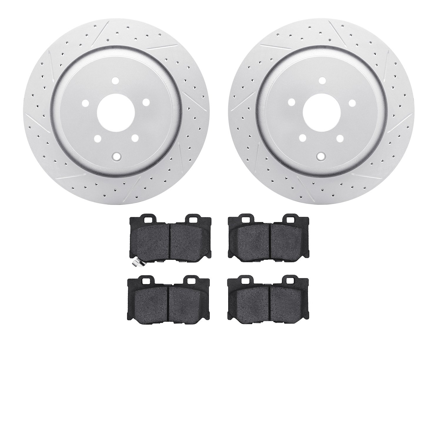 2502-68017 Geoperformance Drilled/Slotted Rotors w/5000 Advanced Brake Pads Kit, Fits Select Infiniti/Nissan, Position: Rear