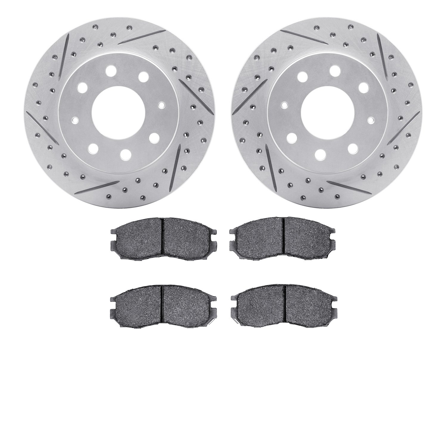 2502-72007 Geoperformance Drilled/Slotted Rotors w/5000 Advanced Brake Pads Kit, 1989-1997 Multiple Makes/Models, Position: Fron