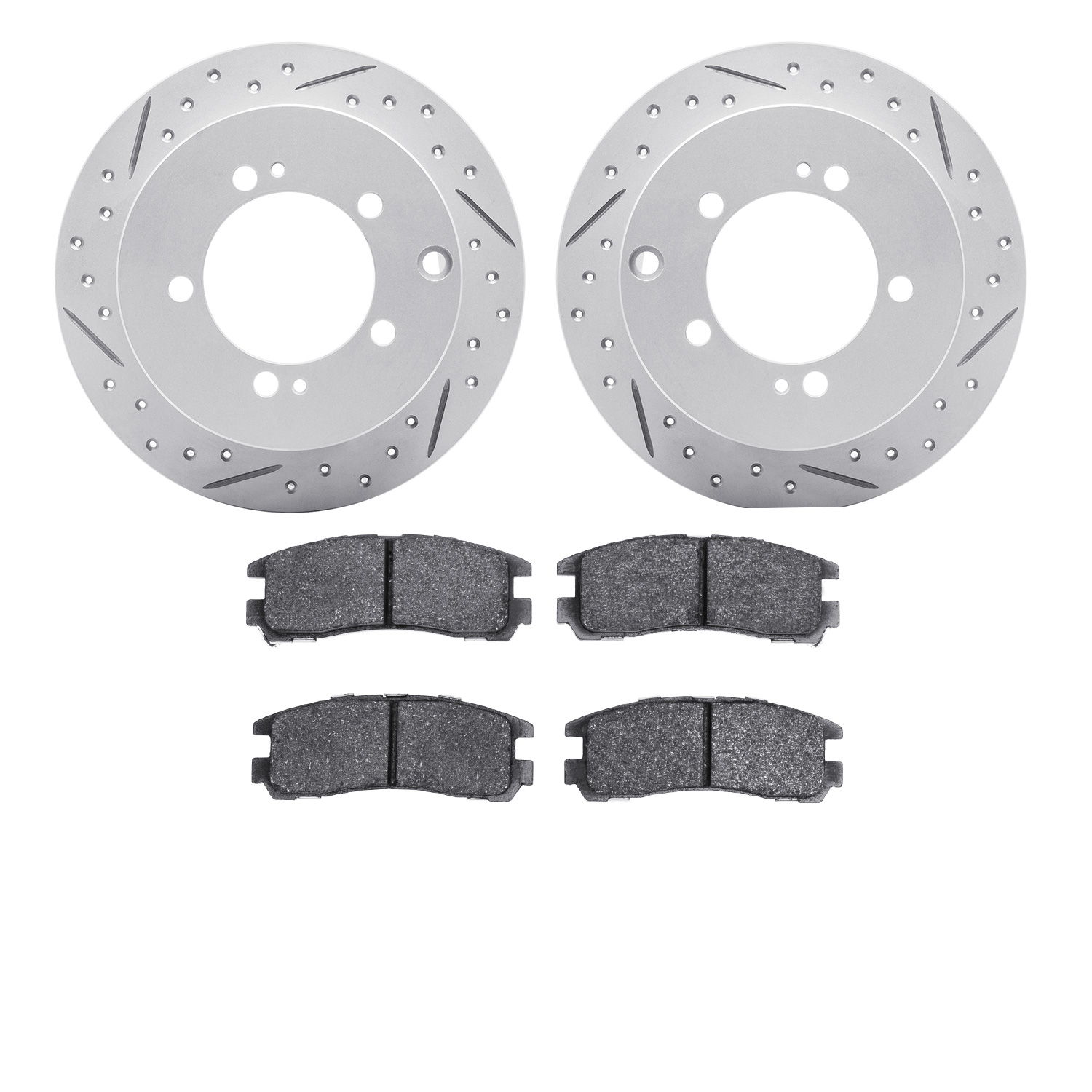 2502-72014 Geoperformance Drilled/Slotted Rotors w/5000 Advanced Brake Pads Kit, 1994-2005 Multiple Makes/Models, Position: Rear