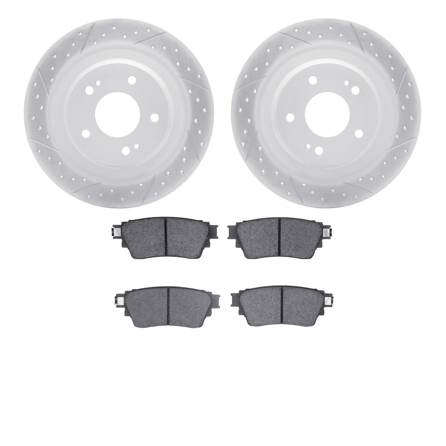 2502-72035 Geoperformance Drilled/Slotted Rotors w/5000 Advanced Brake Pads Kit, Fits Select Mitsubishi, Position: Rear