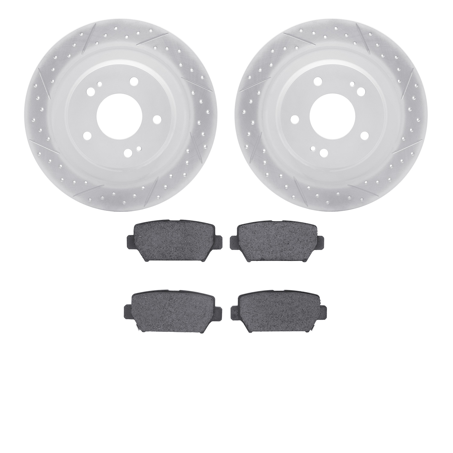 2502-72036 Geoperformance Drilled/Slotted Rotors w/5000 Advanced Brake Pads Kit, Fits Select Mitsubishi, Position: Rear