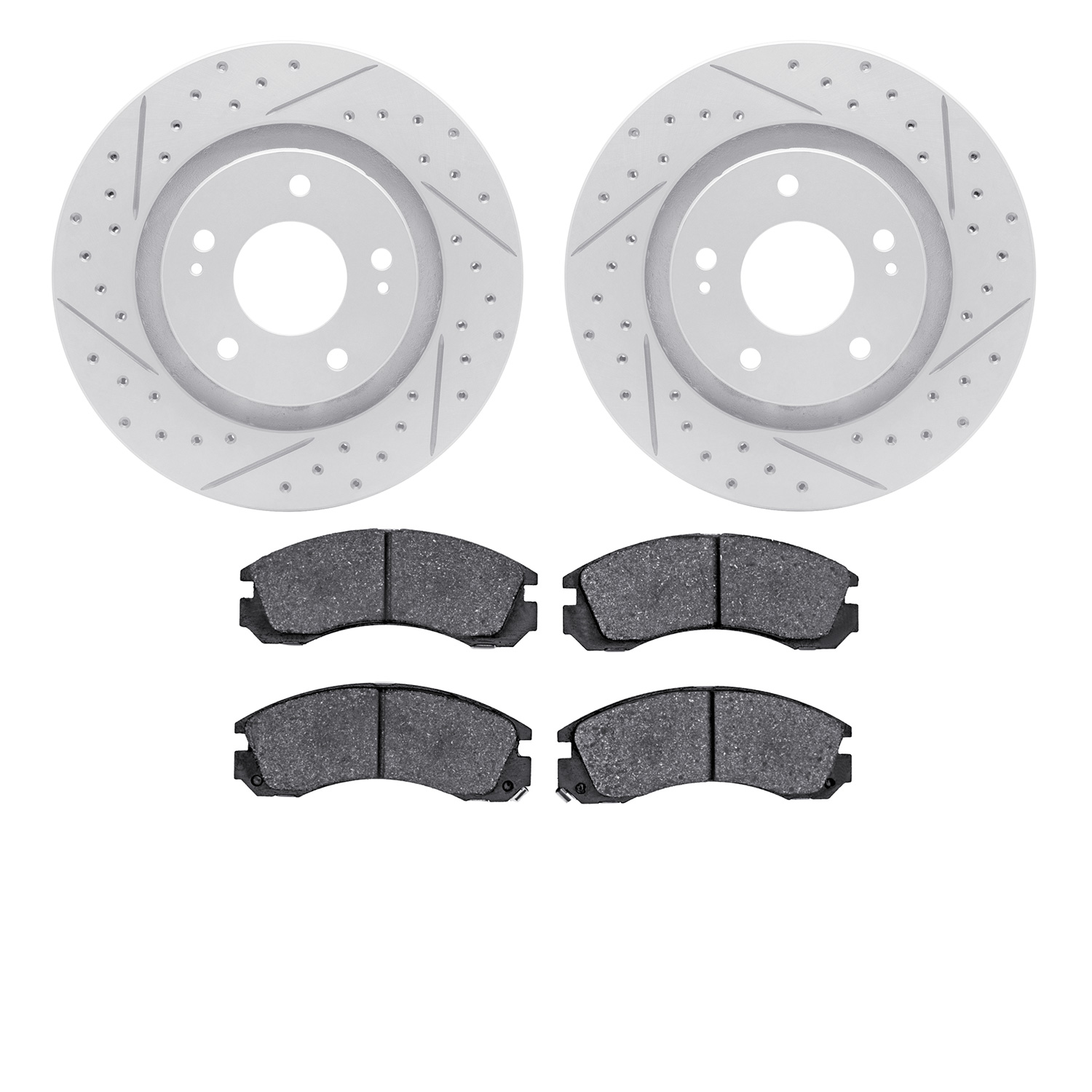 2502-72045 Geoperformance Drilled/Slotted Rotors w/5000 Advanced Brake Pads Kit, Fits Select Mitsubishi, Position: Front