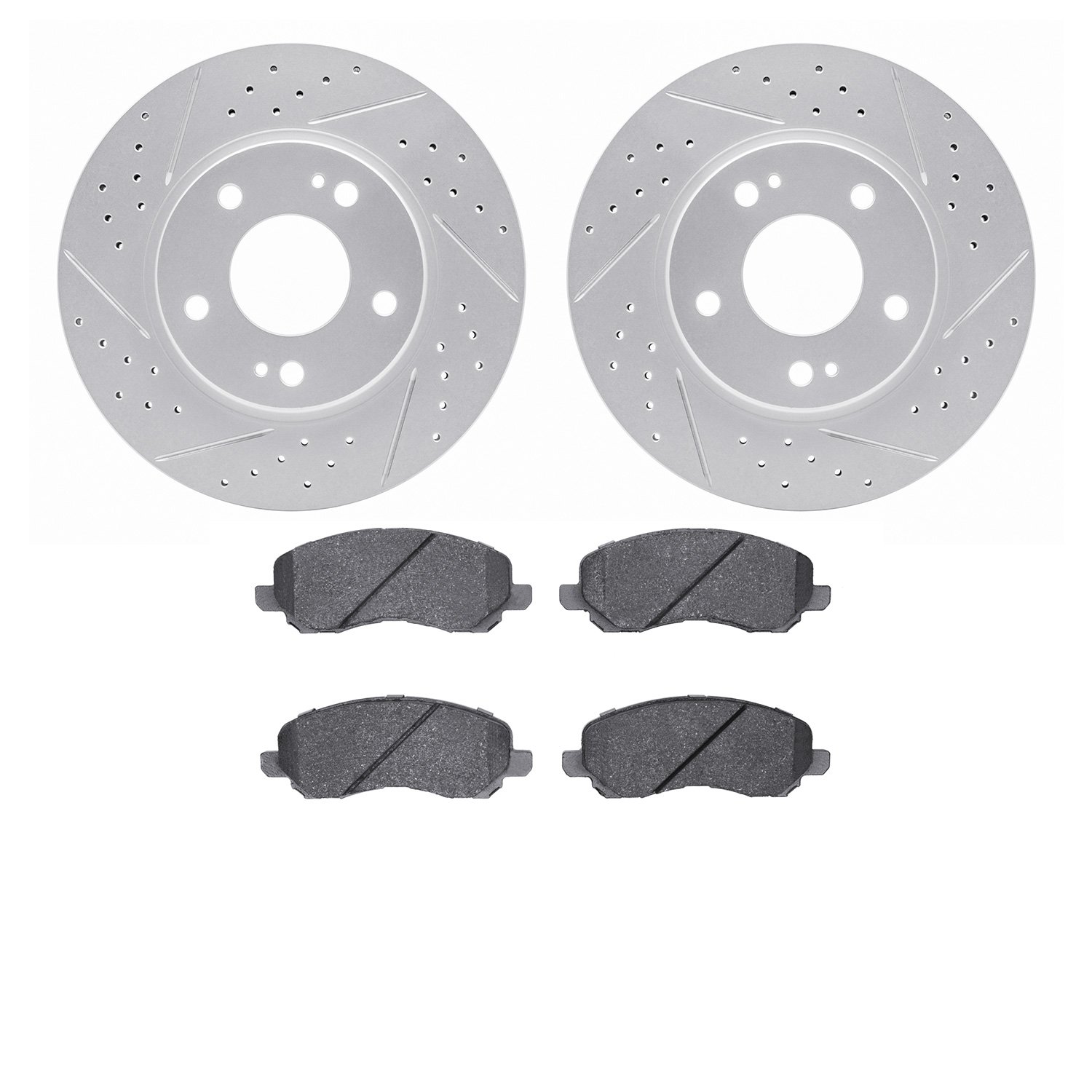 2502-72068 Geoperformance Drilled/Slotted Rotors w/5000 Advanced Brake Pads Kit, 2000-2012 Multiple Makes/Models, Position: Fron