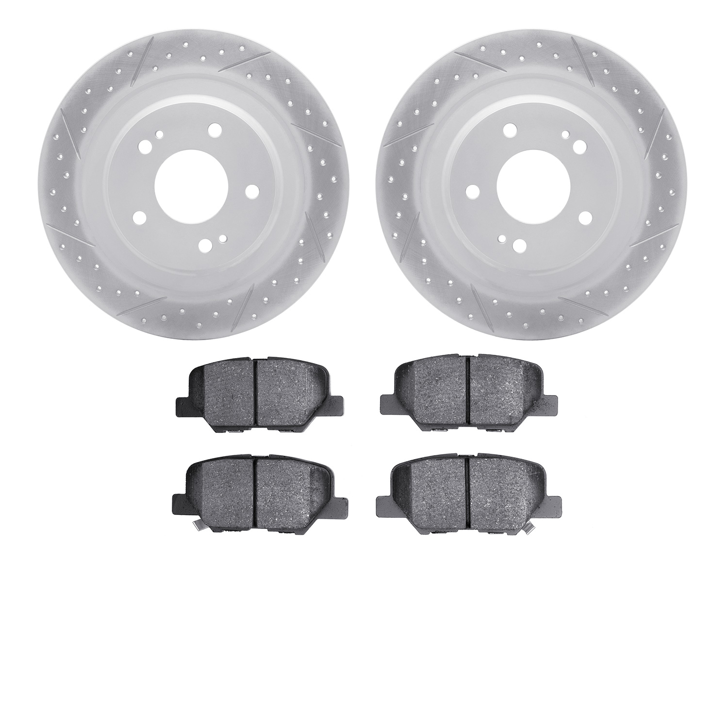 2502-72087 Geoperformance Drilled/Slotted Rotors w/5000 Advanced Brake Pads Kit, Fits Select Mitsubishi, Position: Rear
